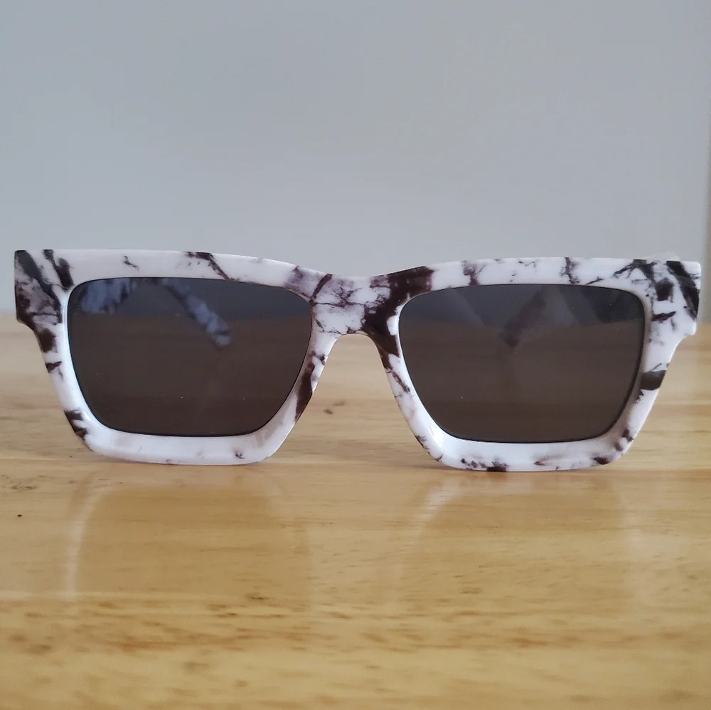 Unbranded Marble Thick frame Square Sunglasses UV 400 Protection Retro NWOT
